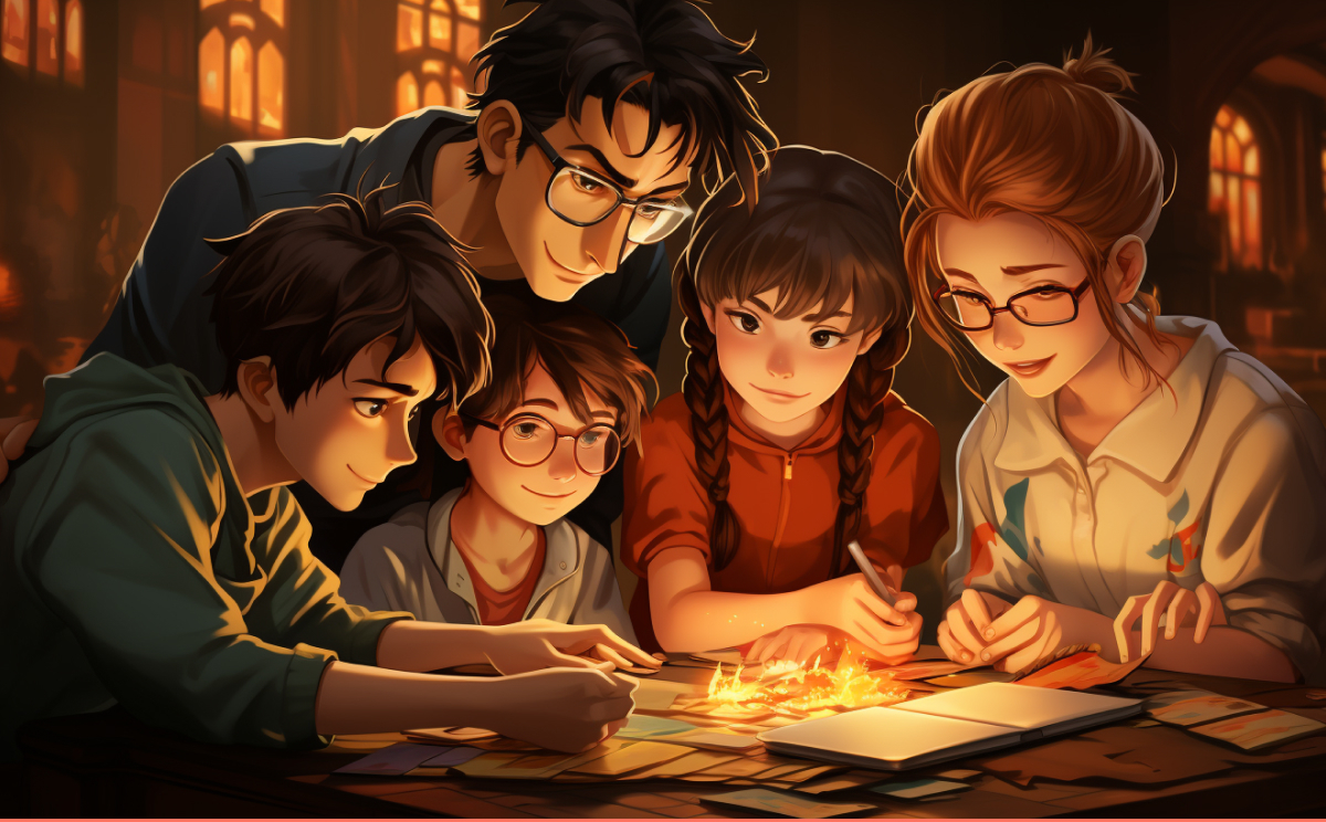 Family playing Sudoku