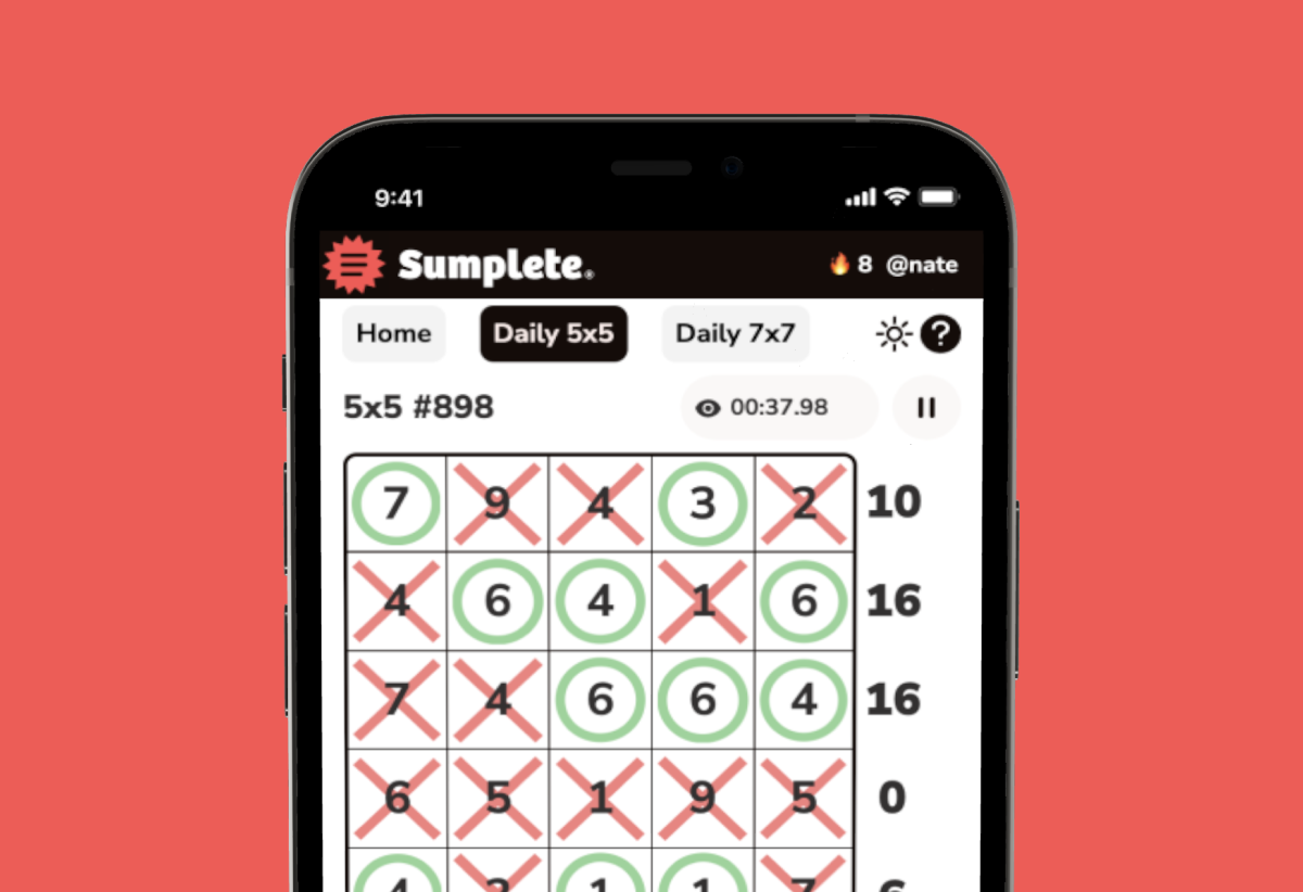 Sumplete is a Number Logic Puzzle Played Daily